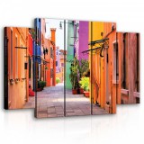 Consalnet Vászonkép, 5 darabos Színes épületek 150x100 cm méretben