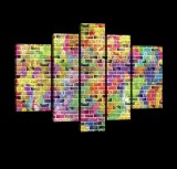 Consalnet Vászonkép, 5 darabos, Színes téglafal 170x100 cm méretben