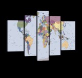 Consalnet Vászonkép, 5 darabos, Színes világtérkép 170x100 cm méretben