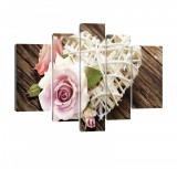 Consalnet Vászonkép, 5 darabos, Szív rózsával 170x100 cm méretben