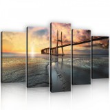 Consalnet Vászonkép 5 darabos, Tenger,napsütés,felhő és a híd 100x60 cm méretben