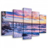 Consalnet Vászonkép 5 darabos, Tengerpart a naplementében 100x60 cm méretben