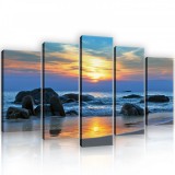 Consalnet Vászonkép 5 darabos, Tengerpart a naplementében 100x60 cm méretben