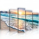 Consalnet Vászonkép 5 darabos, Tengerpart a naplementében 100x60 cm méretben