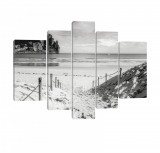 Consalnet Vászonkép, 5 darabos, Tengerpart fekete-fehér 170x100 cm méretben