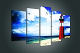Consalnet Vászonkép 5 darabos, Tengerparti világítótorony 100x60 cm méretben
