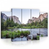 Consalnet Vászonkép, 5 darabos Tó a hegyek közt 150x100 cm méretben