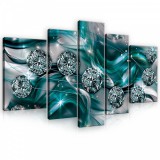 Consalnet Vászonkép, 5 darabos, Türkiz absztrakt gyöngyökkel 170x100 cm méretben