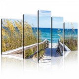 Consalnet Vászonkép, 5 darabos, Út a tengerparton 170x100 cm méretben