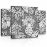 Consalnet Vászonkép, 5 darabos Virág minta szürkében 150x100 cm méretben