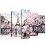 Consalnet Vászonkép 5 darabos, Virágba borult párizsi utca 100x60 cm méretben