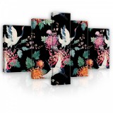 Consalnet Vászonkép, 5 darabos, Virágok és madarak 170x100 cm méretben