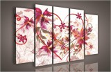 Consalnet Vászonkép, 5 darabos Virágos-szíves absztrakt 150x100 cm méretben