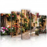 Consalnet Vászonkép 5 darabos, Virágos utca 100x60 cm méretben
