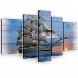 Consalnet Vászonkép, 5 darabos, Vitorlás hajó 170x100 cm méretben