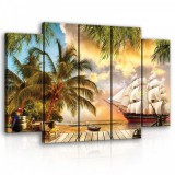 Consalnet Vászonkép, 5 darabos Vitorlás hajó a szigeten 150x100 cm méretben