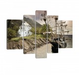 Consalnet Vászonkép, 5 darabos, Vitorlás hajó a szigeten 170x100 cm méretben