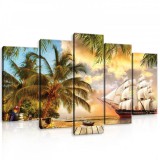 Consalnet Vászonkép 5 darabos, Vitorláshajó a szigeten 100x60 cm méretben