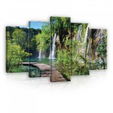Consalnet Vászonkép 5 darabos, Vízesés az erdőben 100x60 cm méretben