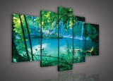 Consalnet Vászonkép, 5 darabos, Vízesés az erdőben 170x100 cm méretben