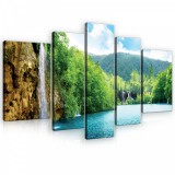 Consalnet Vászonkép, 5 darabos, Vízesés folyóval, erdővel 170x100 cm méretben
