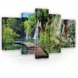 Consalnet Vászonkép, 5 darabos, Vízesések az erdőben 170x100 cm méretben