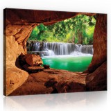 Consalnet Vászonkép, Barlangból, kilátás az erdei vízesésre 80x60 cm méretben