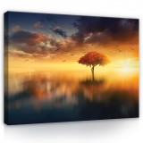 Consalnet Vászonkép, Fa a naplementében, 100x75 cm méretben