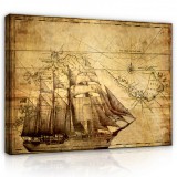 Consalnet Vászonkép, Hajó térképen, 60x40 cm méretben