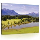 Consalnet Vászonkép, Hegyek, erdő és tó 80x60 cm méretben