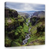 Consalnet Vászonkép, Hegyek közt a folyóval, 100x75 cm méretben