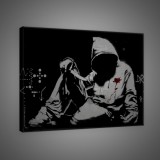 Consalnet Vászonkép, Hooded Man with Knife by Banksy, 100x75 cm méretben