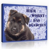 Consalnet Vászonkép, Kutya - HIER WOHNT DAS HÜNDCHEN, 100x75 cm méretben