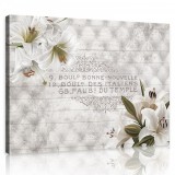 Consalnet Vászonkép, Liliomok húzott bőr háttérrel 80x60 cm méretben