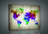 Consalnet Vászonkép, Színes világtérkép, 100x75 cm méretben
