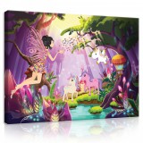 Consalnet Vászonkép, Tündér és egyszarvúk, 100x75 cm méretben