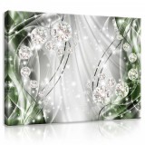 Consalnet Vászonkép, Zöld gyöngyös absztrakt, 100x75 cm méretben