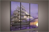 Consalnet Vitorlás hajó, 3 darabos vászonkép, 90x80 cm méretben