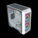 COOLER MASTER Ház Midi ATX HAF 500 ARGB + 4db Ventilátor, Tápegység nélkül, Üvegfalú, fehér (H500-WGNN-S00)