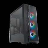 COOLER MASTER Ház Midi ATX MasterBox 520 + 3db Ventilátor + HUB, Tápegység nélkül, Üvegfalú, fekete (MB520-KGNN-S01)