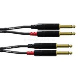 Cordial CFU 1.5 PP Unbalanced Twin 1,5m fekete 2x 6,3mm Jack apa - 2x 6,3mm Jack apa kábel (CFU_1.5_PP)