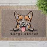 Corgi kutyás lábtörlő barna háttérrel (60 x 40 x 0,2 cm)