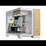 Corsair 2500X Mini Tower Extended ATX számítógépház - Fehér fém / Bambusz fa (CC-9011288-WW)