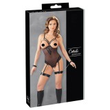Cottelli Bondage - fém gyűrűs body és kar bilincs (fekete)