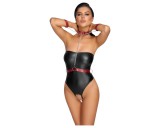 Cottelli Bondage - fényes body és kar bilincs (fekete)