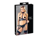 Cottelli Bondage - fényes mellemelő szett bilinccsel (fekete)