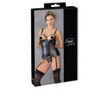 Cottelli Bondage - fényes, mellemelős felső bilinccsel (fekete)