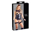 Cottelli Bondage - fényes nyitott body és kar bilincs (fekete)