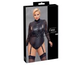 Cottelli Bondage Plus Size - csipkésujjú body (fekete)
