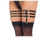 Cottelli - bőr hatású harisnyakötő combszíj (fekete)